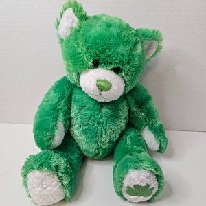 Build A Bear Emerald Green Shamrock Clover on Foot Lucky Teddy Bear Plush Toy
